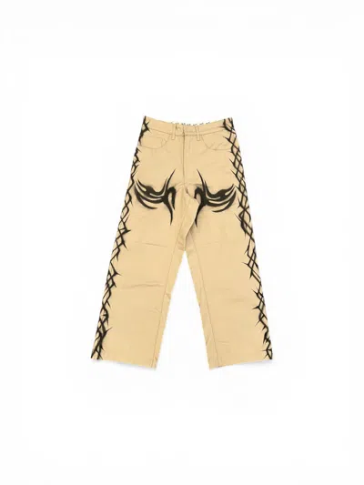 Hellstar Khaki Tribal Airbrushed Pants In Brown
