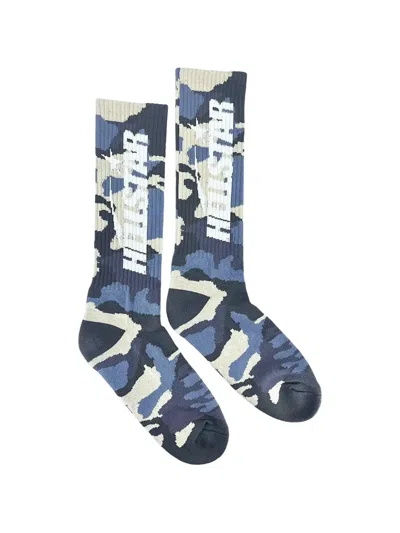 Hellstar Logo-detail Camouflage Socks In Blue