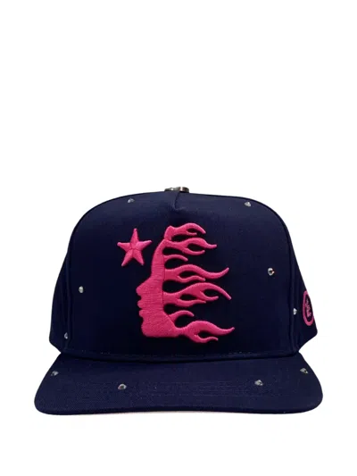 Hellstar Logo-embroidered Rhinestone Baseball Cap In Blue