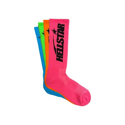 Pre-owned Hellstar Logo Socks (4 Pack) 'neon' | Multi-color | Men's Size Onesize