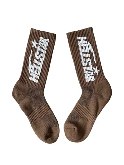 Hellstar Logo Socks In Brown