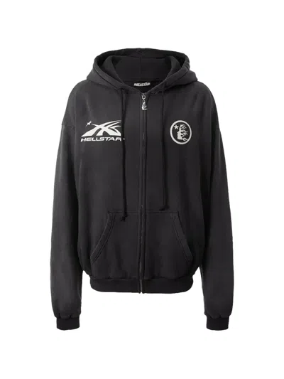 Hellstar Logo-print Zip-up Hoodie In Black
