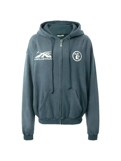 Hellstar Logo-print Zip-up Hoodie In Blue
