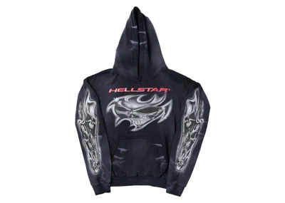 Pre-owned Hellstar Men's  Airbrushed Skull Hoodie In Black