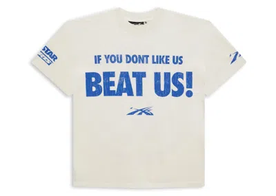 Pre-owned Hellstar Men's  Beat Us! T-shirt In White/blue In Multi