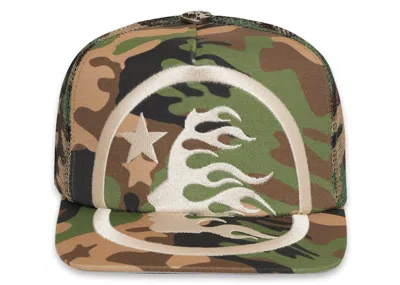Pre-owned Hellstar Men's  Big Logo Trucker Snapback Hat In Camo
