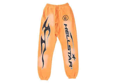 Pre-owned Hellstar Men's  Fire Orange Closed Elastic Bottom Sweatpants In Orange Dye