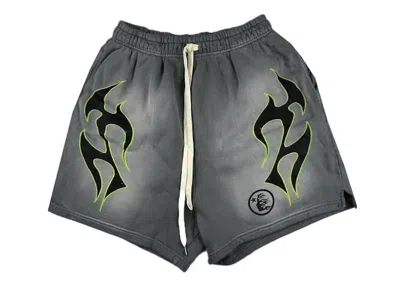 Pre-owned Hellstar Men's  Future Flame Shorts In Grey/green In Multi