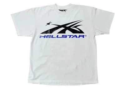 Pre-owned Hellstar Men's  Gel Sport Logo T-shirt In White/blue