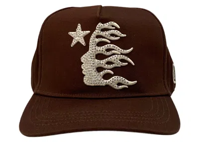 Pre-owned Hellstar Men's  Og Rhinestones Logo Snapback Hat In Brown