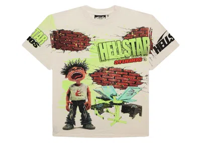 Pre-owned Hellstar Men's  Studios Brick Wall T-shirt In White