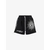 Hellstar Mens Black Flame Yang Drawstring Cotton-jersey Shorts Xl In Black