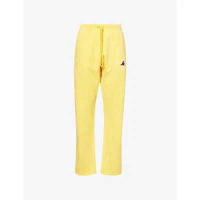 Hellstar Mens Yellow Mad Sun Straight-leg Cotton-jersey Jogging Bottoms