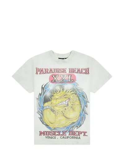 Hellstar Muscle Beach Graphic-print T-shirt In Neutrals