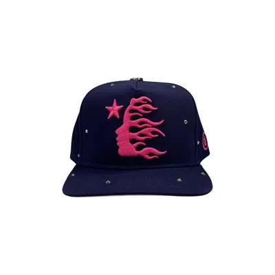 Pre-owned Hellstar Og Logo Snapback Hat With Rhinestones 'navy' In Blue