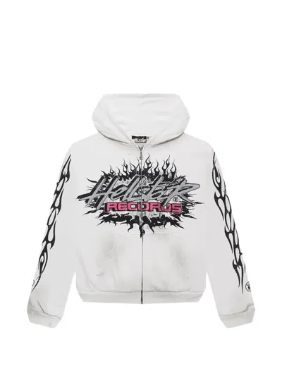 Hellstar Printed Zip-up Hoodie In White