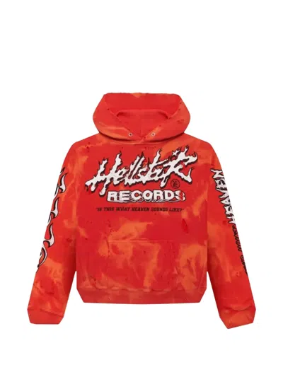 Hellstar Records Distressed Hoodie In Orange