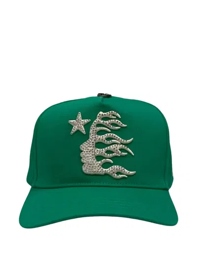 Hellstar Rhinestone Snapback Hat In Green