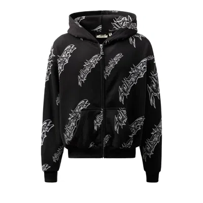 Pre-owned Hellstar Roll Print Graffiti Zip Up Hoodie 'black' | Men's Size L