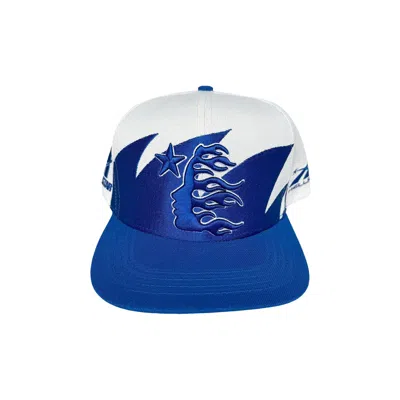 Pre-owned Hellstar Sharkteeth Snapback Hat 'off White/royal Blue' In Multi-color
