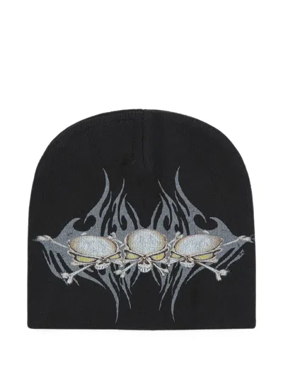 Hellstar Skull-print Beanie Hat In Black