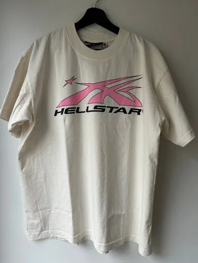 Pre-owned Hellstar Sport Logo T-shirt In Cream/white