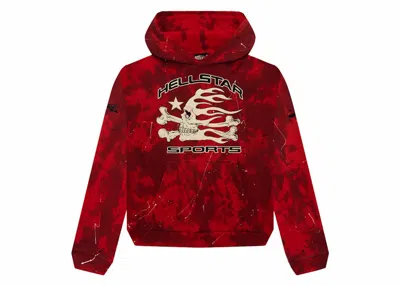 Pre-owned Hellstar Sports Tiedye Skull Hoodie In Red