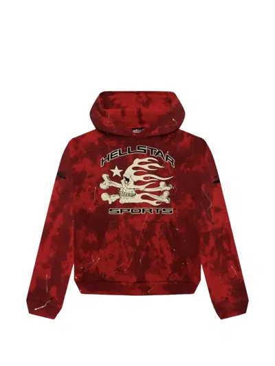 Hellstar Sports Tie-dye Skull Hoodie In Red