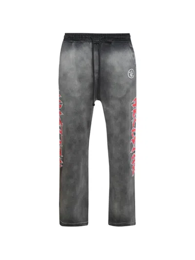 Hellstar Stars Shine Graffiti-print Track Pants In Gray