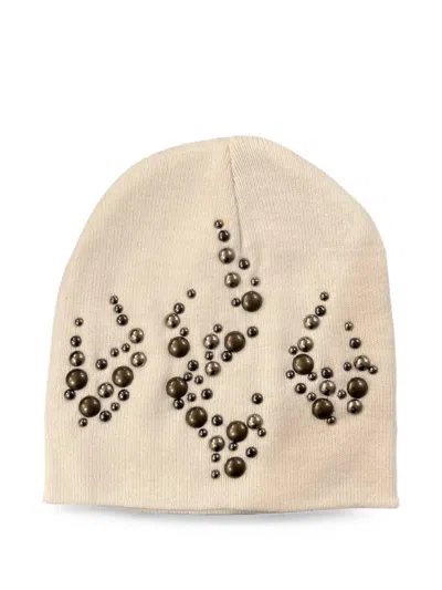 Hellstar Studded Beanie Hat In Neutral