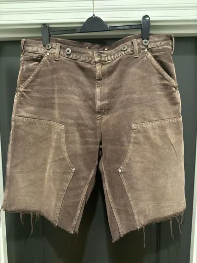 Pre-owned Hellstar Studded Denim Shorts In Brown