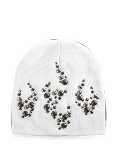 Hellstar Stud-embellished Beanie Hat In Weiss