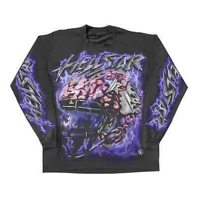 Pre-owned Hellstar Studios Brain Helmet Long Sleeve Tee Shirt Black
