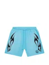 Hellstar Studios Flame-print Shorts In Blue