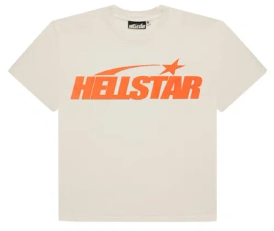 Pre-owned Hellstar Studios Orange Classic Logo Short Sleeve Tee Shirt White