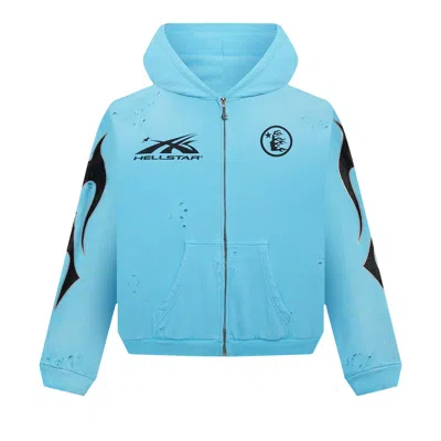 Pre-owned Hellstar Studios Zip Hoodie 'blue'