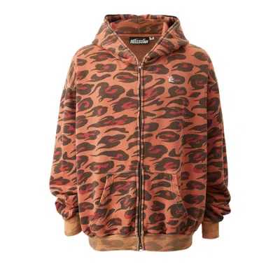 Pre-owned Hellstar Sunfaded Cheetah Zip Up 'red' | Men's Size M