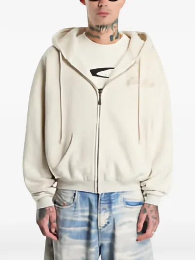 Hellstar Tattoo-logo Zip-up Hoodie In Neutrals