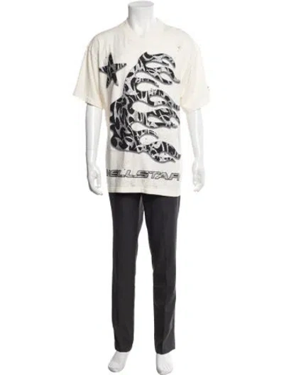 Pre-owned Hellstar Thorn Glitter Graphic Print T-shirt In Neutrals