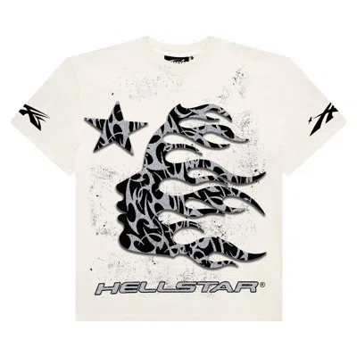 Pre-owned Hellstar Thorn Glitter T-shirt 'white' In Cream
