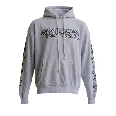 Pre-owned Hellstar Tribal Flame Logo Hoodie 'grey' | Men's Size L In Gray