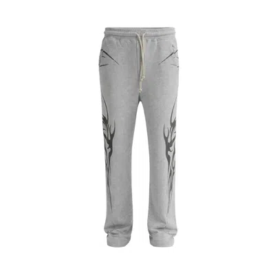 Pre-owned Hellstar Tribal Flame Sweatpants 'grey' | Men's Size L In Gray