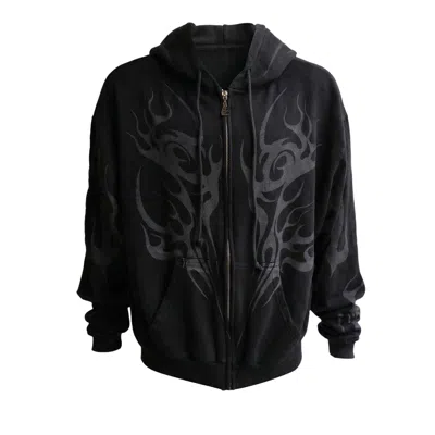 Pre-owned Hellstar Tribal Flame Zip Up 'black' | Men's Size L