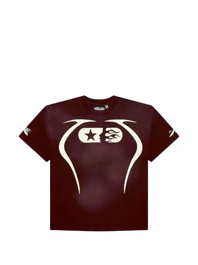 Hellstar Warm Up T-shirt In Burgundy