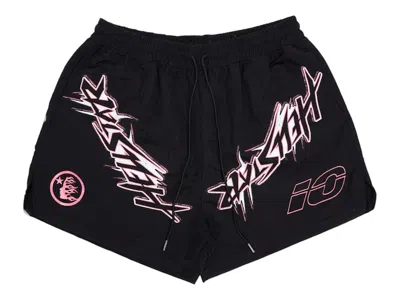 Pre-owned Hellstar Waxed Nylon Athletic Shorts In Black
