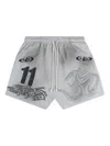 Hellstar Yoga Flame Om-print Track Shorts In Gray