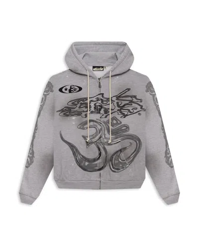 Pre-owned Hellstar Yoga Zip Up Hoodie In Gray