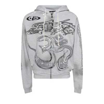 Pre-owned Hellstar Yoga Zip-up Hoodie 'grey' | Men's Size Xl