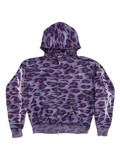 Hellstar Zip-up Cheetah Hoodie In Multi