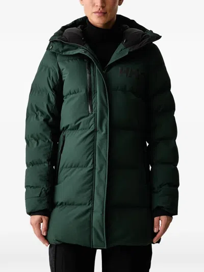 Helly Hansen Adore Hooded Logo-print Coat In Green